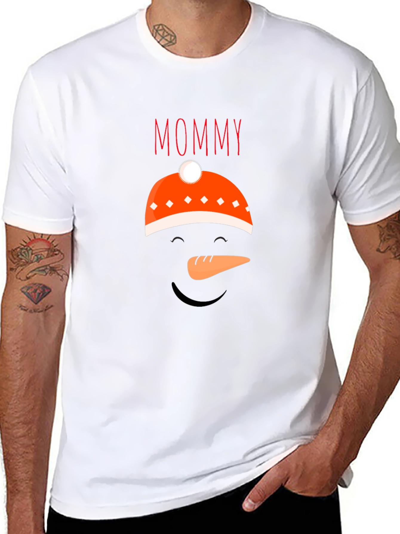 Black Mommy Snowman Graphic Tee - Holiday Fun view 8