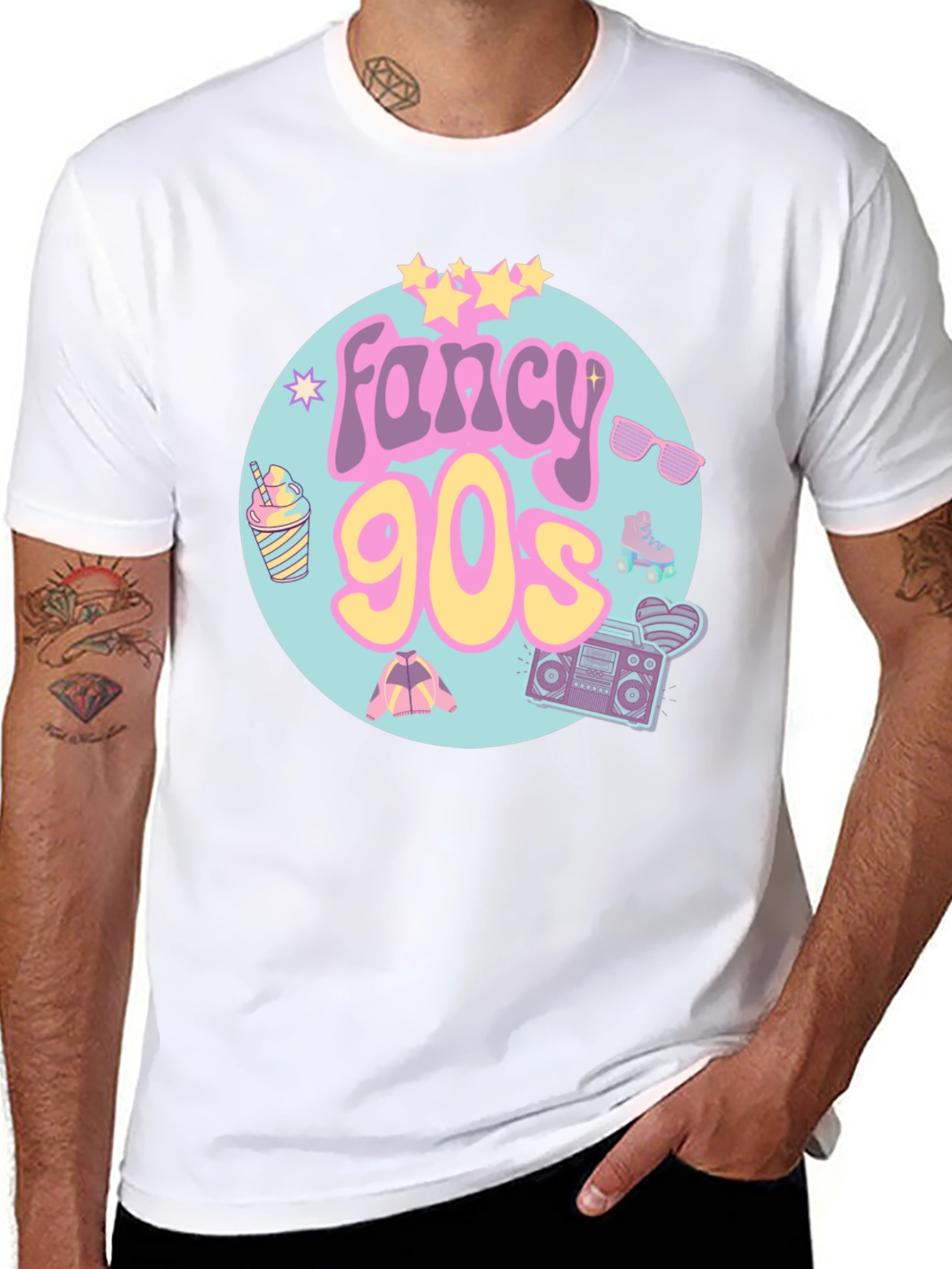 Black Fancy 90s Graphic Tee - Retro Style view 8
