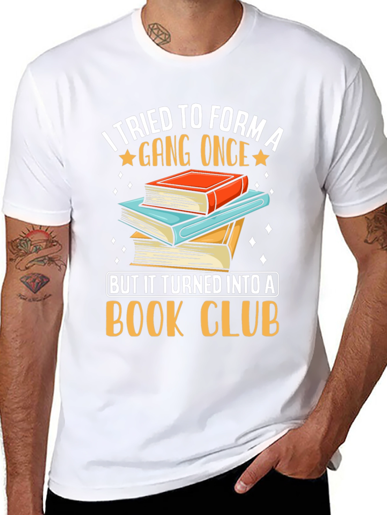 Black Funny Book Club T-Shirt, Gang Turned Book Club Tee view 8