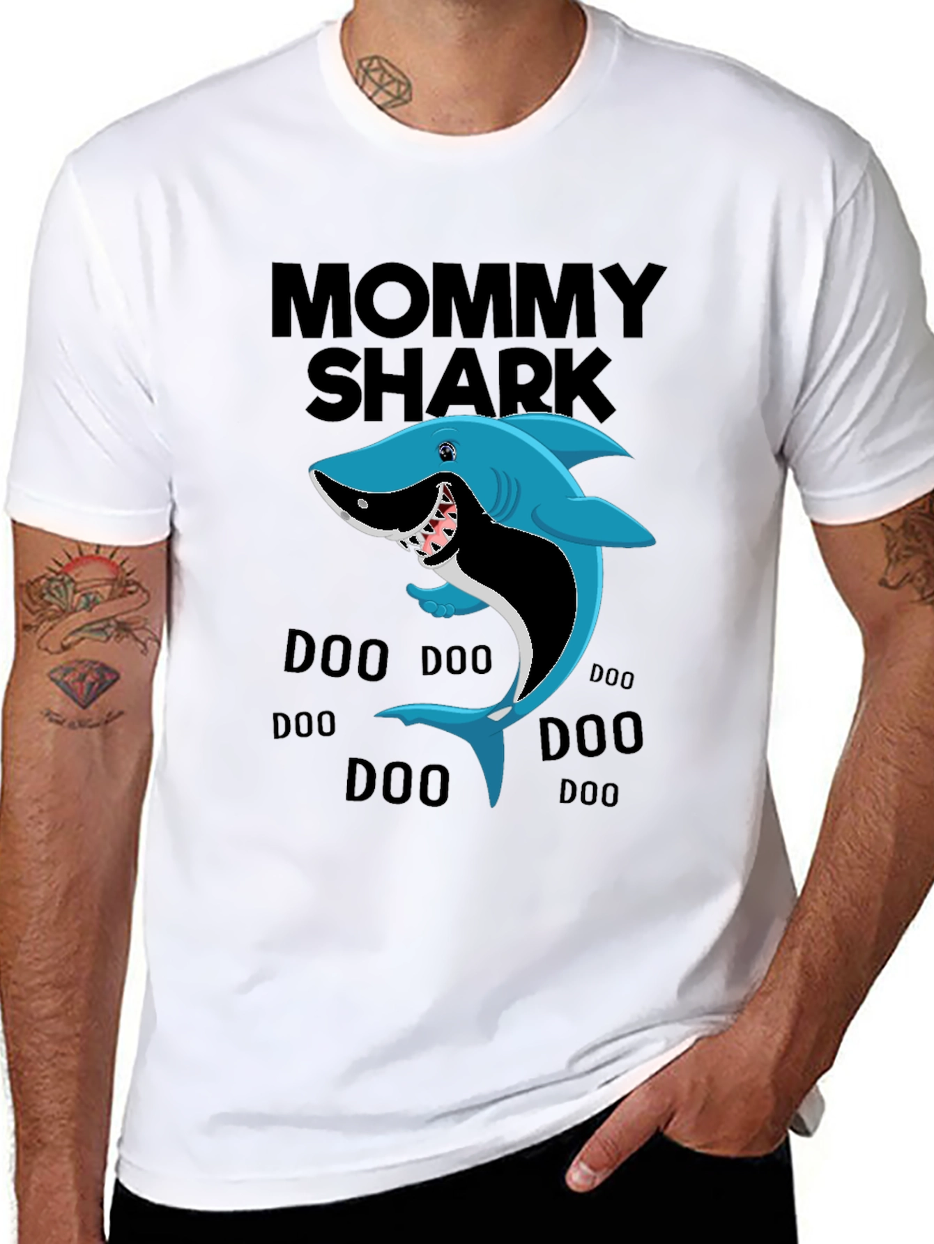 Black Mommy Shark T-Shirt view 8