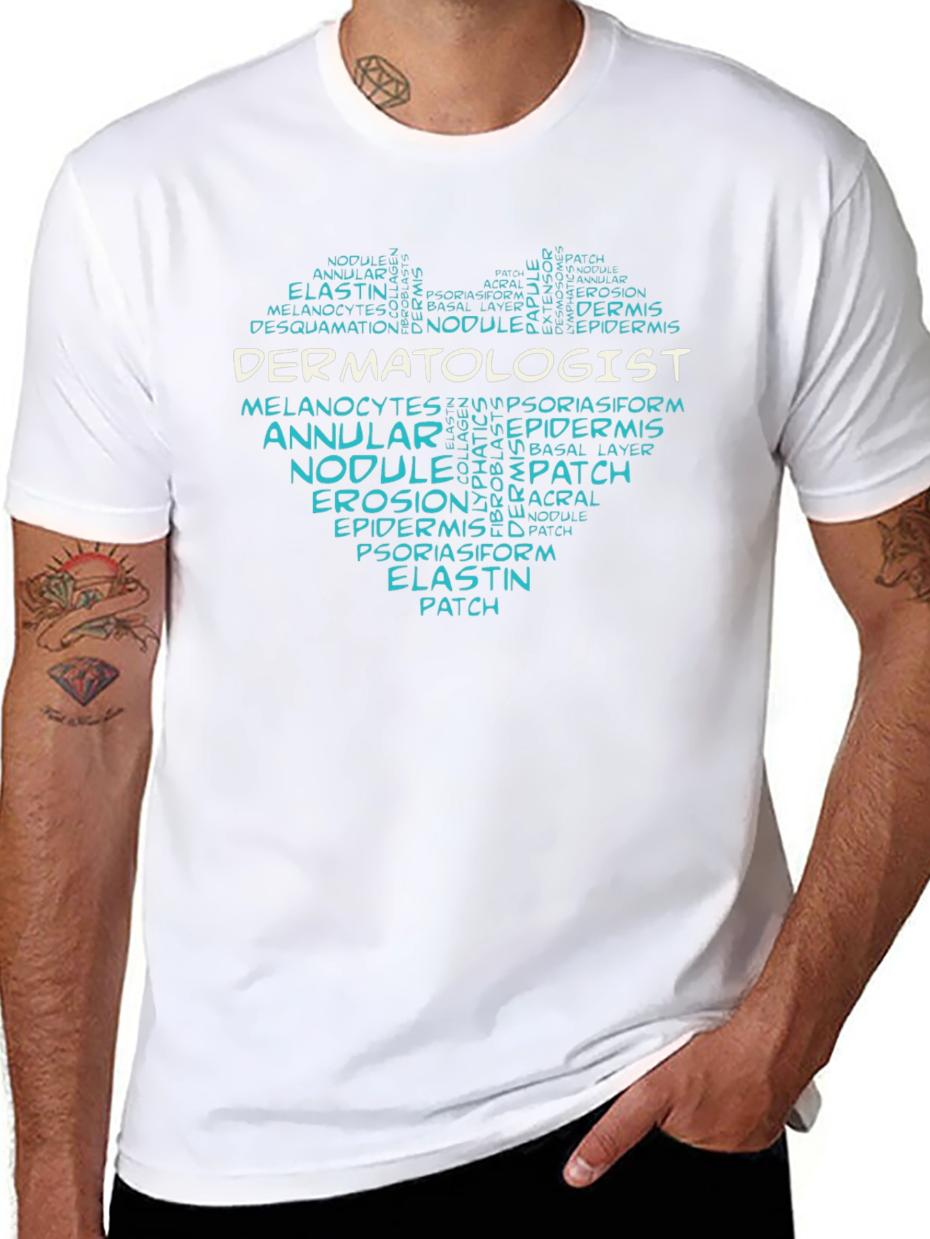 Black Dermatologist Word Cloud Heart T-Shirt view 8