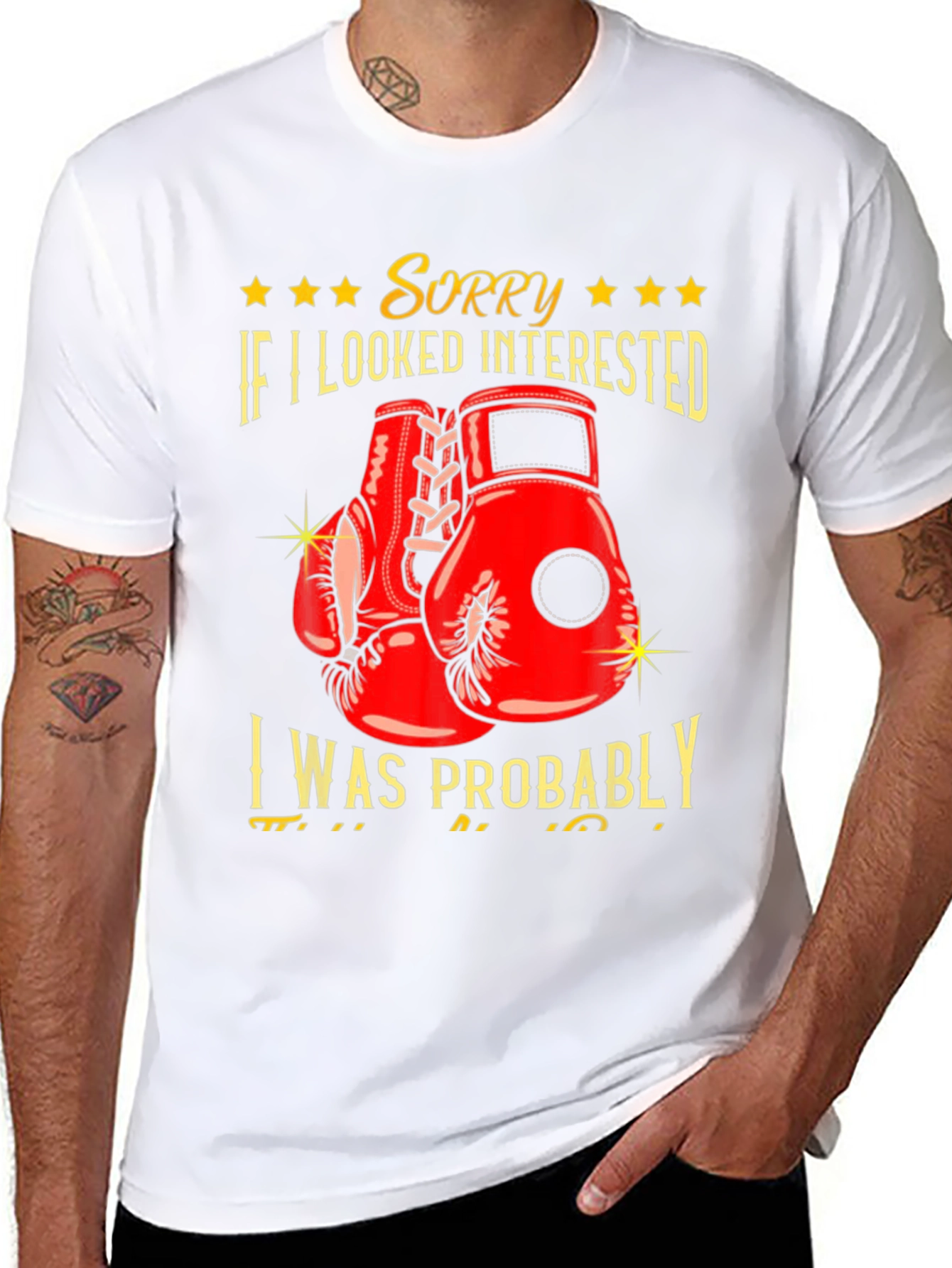 Black Sorry Not Interested Boxing Graphic Tee view 8