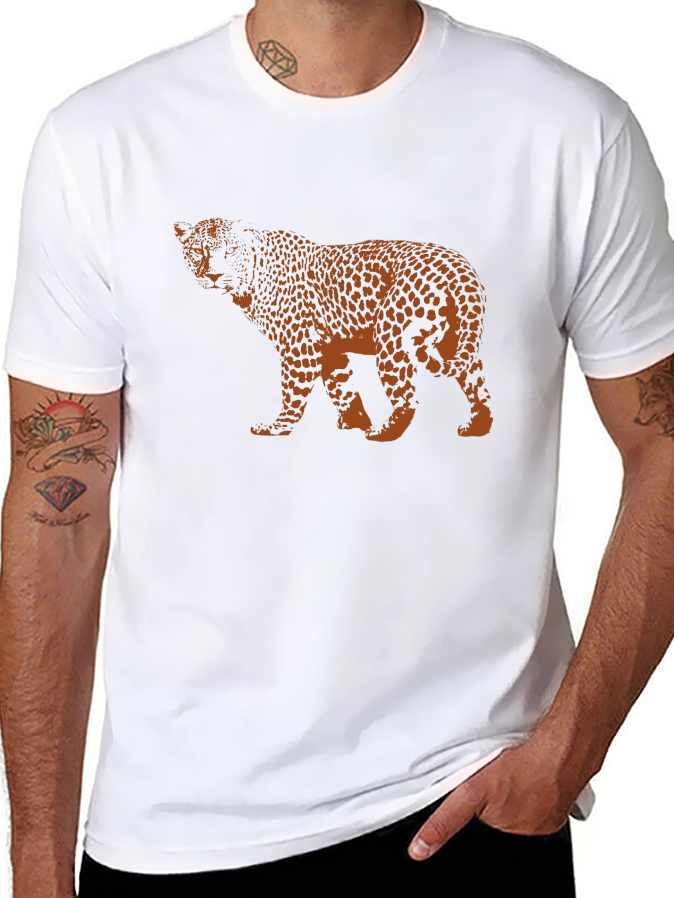 Black Leopard Print Black T-Shirt view 8