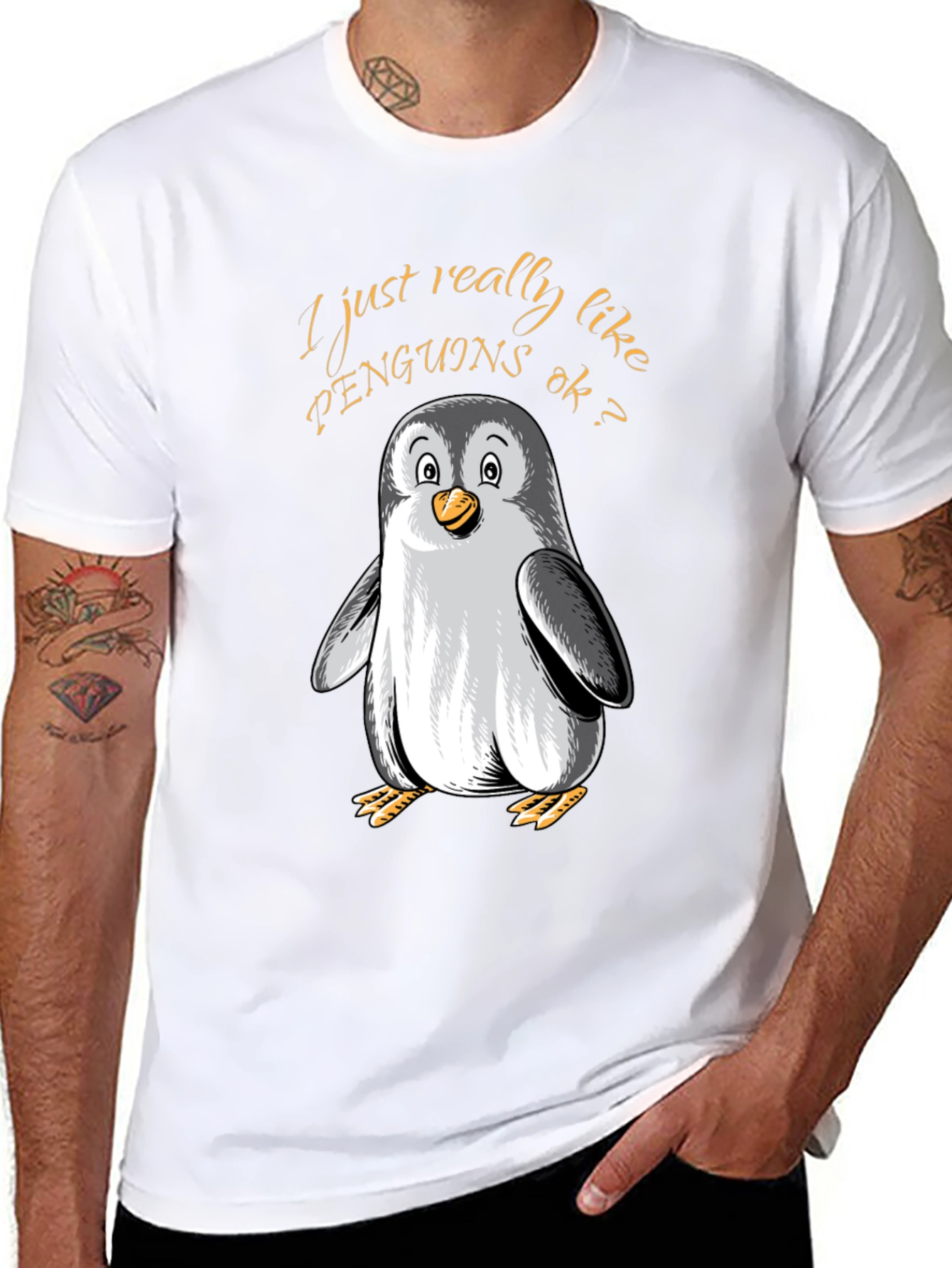 Black Penguin Lover's Tee: I Just Really Like Penguins view 8