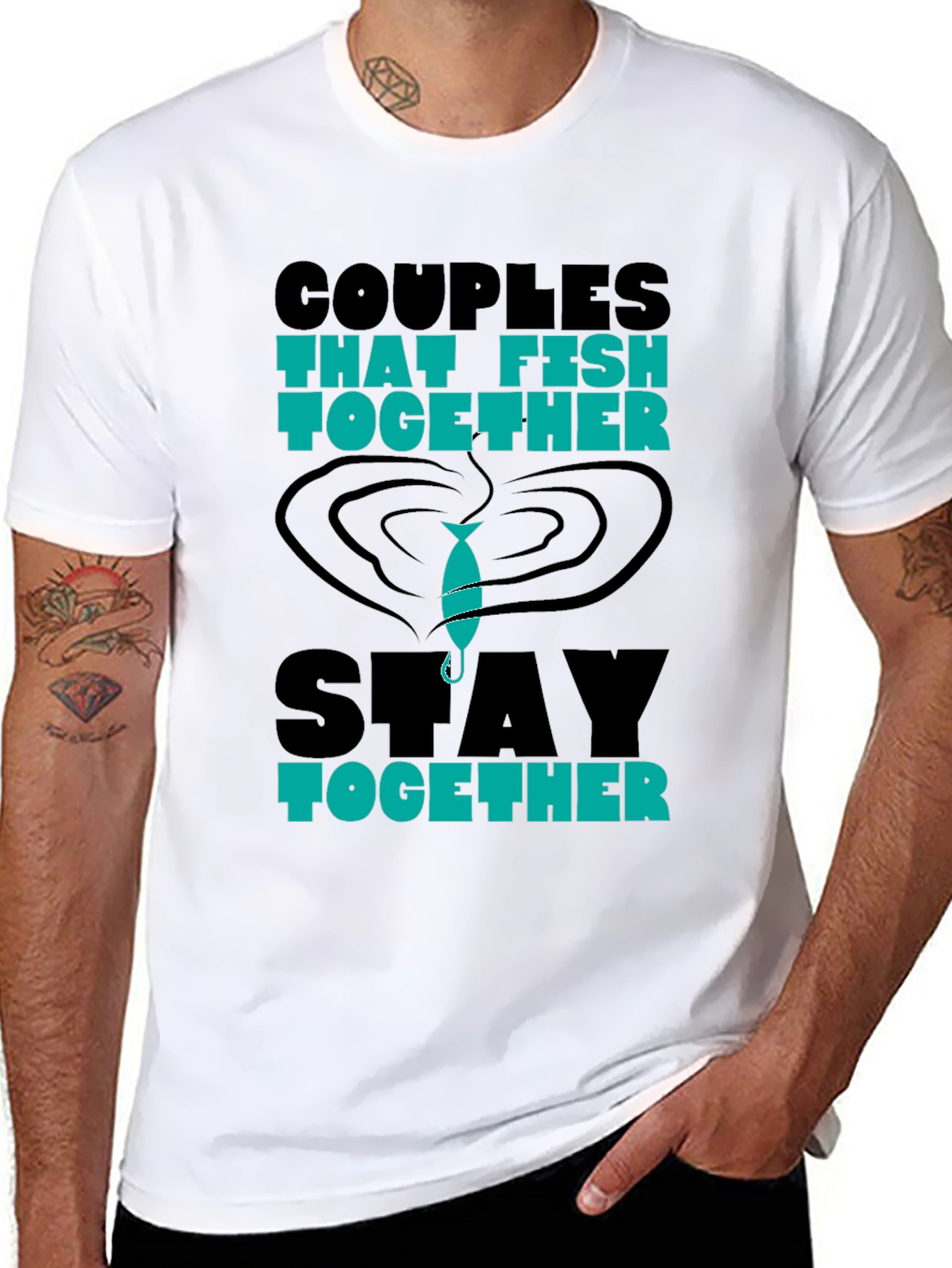 Black Couples That Fish Together Graphic Tee view 8