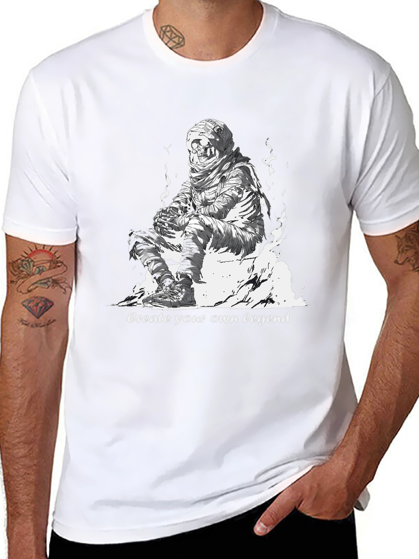 Black Skull Mummy Graphic Tee - Create Your Legend view 8