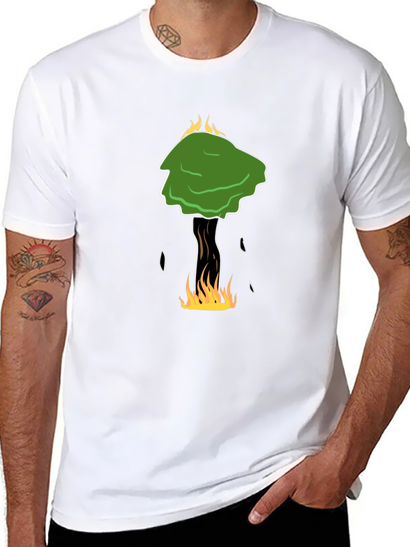 Black Burning Tree Graphic Tee - Unique Design view 8