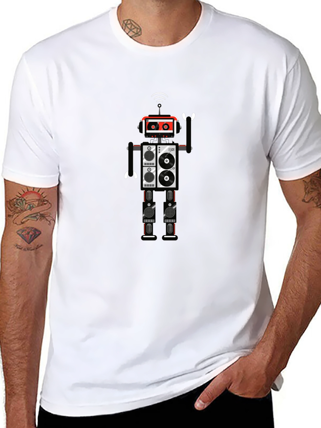 Black Robot Graphic Black T-Shirt view 8
