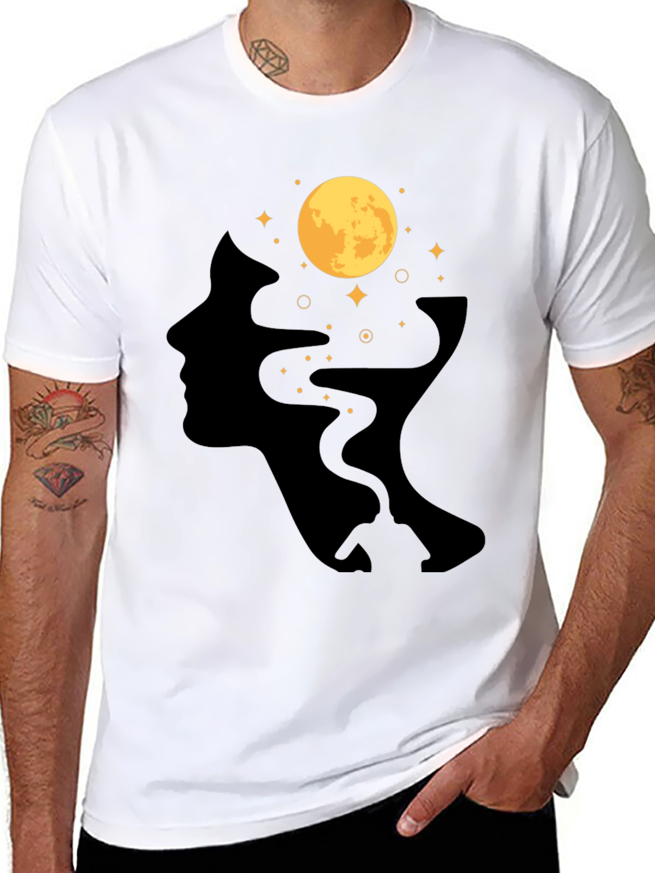 Black Moonlit Mind T-Shirt - Black Graphic Tee view 8