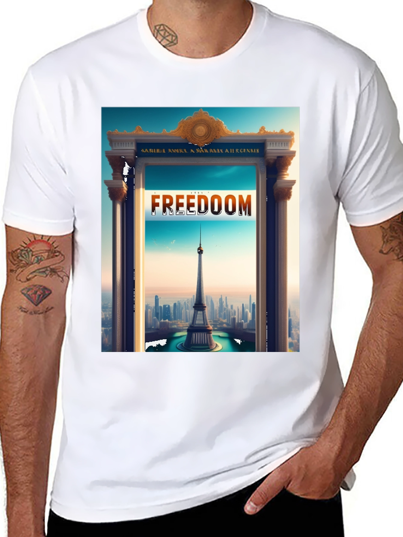 Black Freedom Tower Graphic Tee - Stylish Statement Shirt view 8