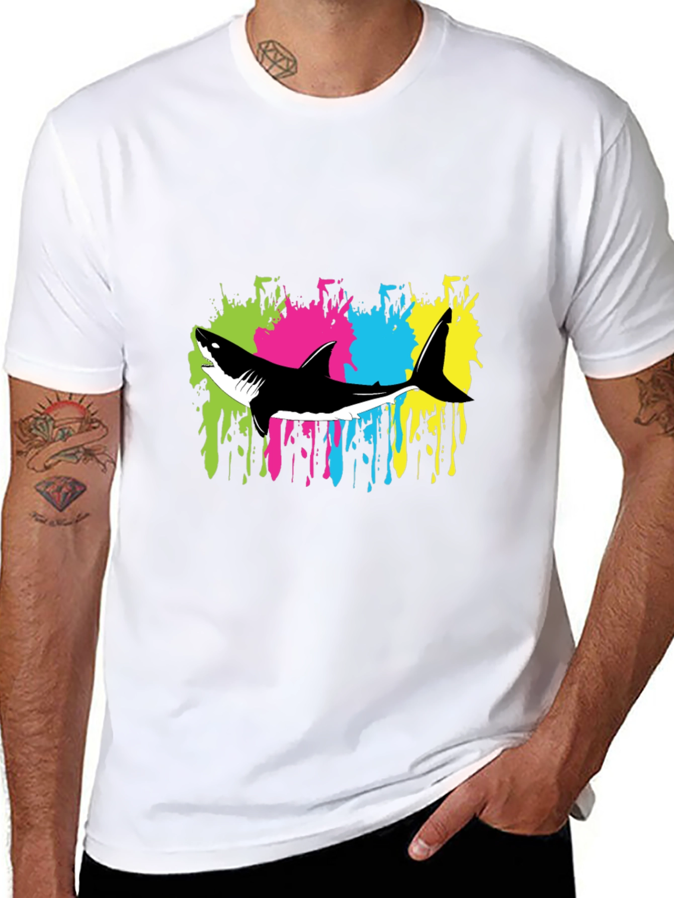 Black Shark Graphic T-Shirt - Bold Colorful Design view 8