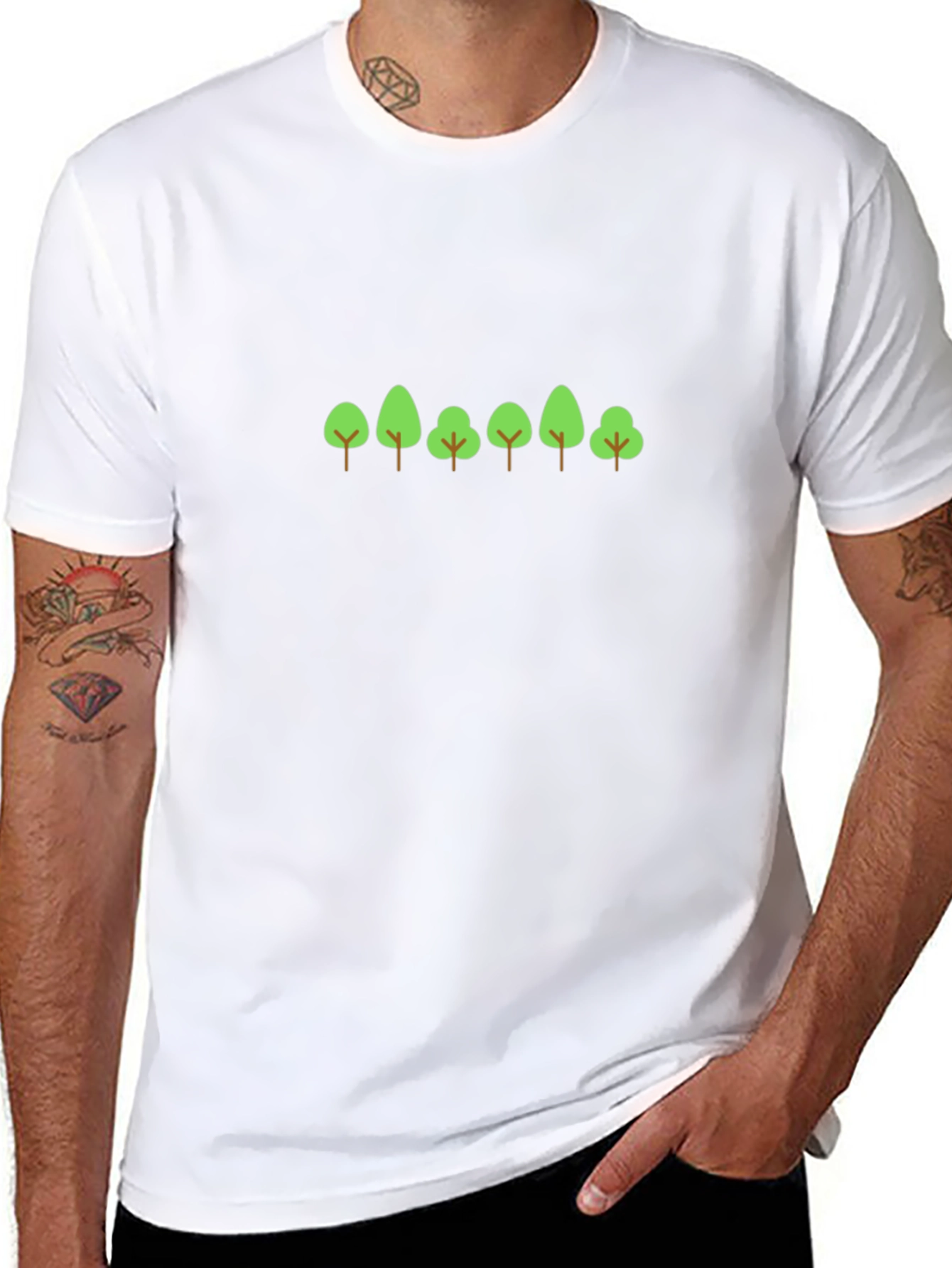 Minimalist Tree Graphic Black T-Shirt - 8