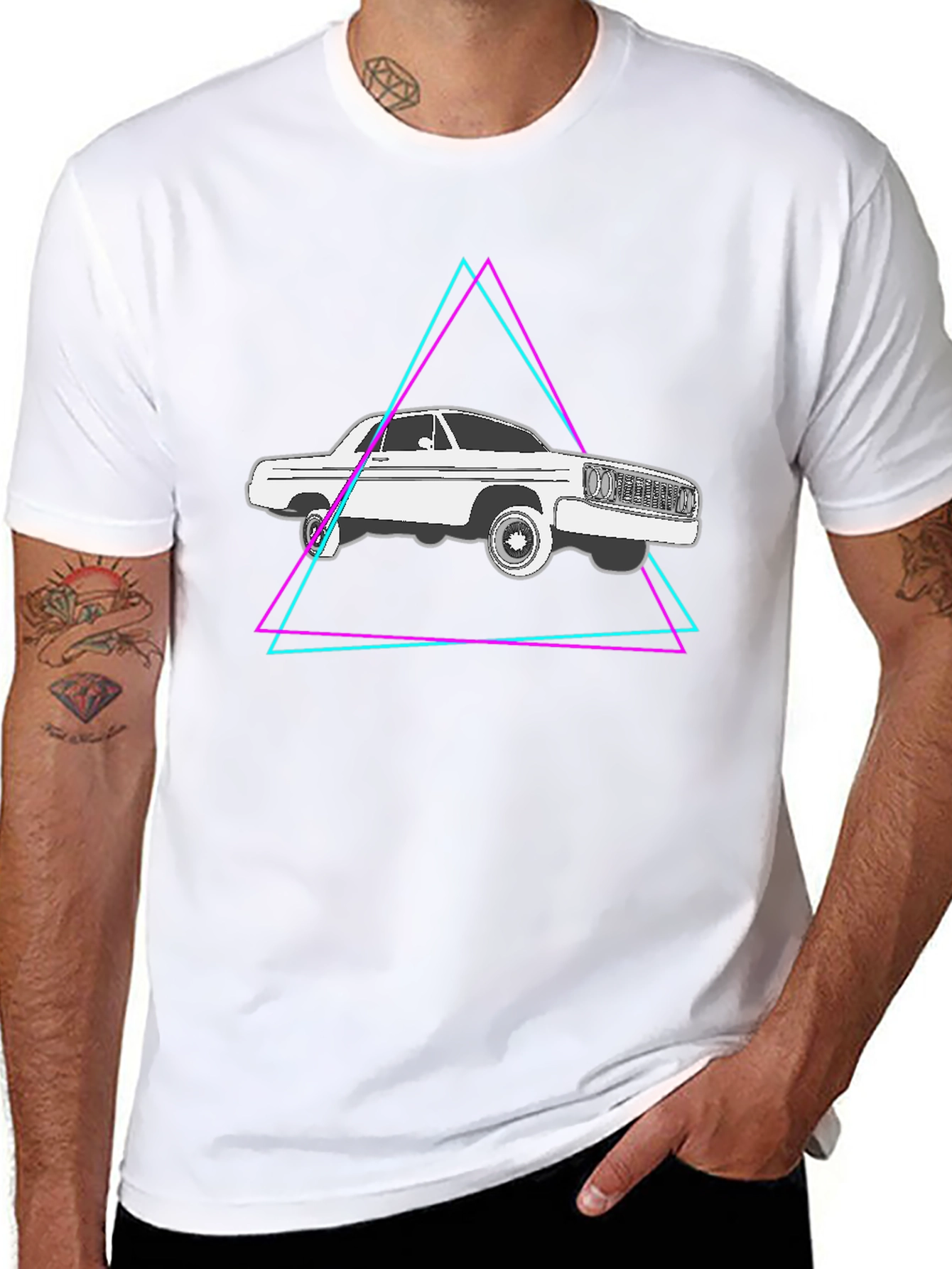 Black Retro Car Graphic Tee - Black Cotton Blend view 8