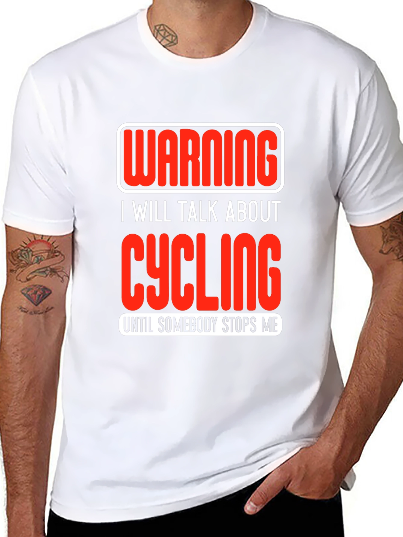 Black Cycling Enthusiast T-Shirt - Warning I Will Talk About Cycling view 8