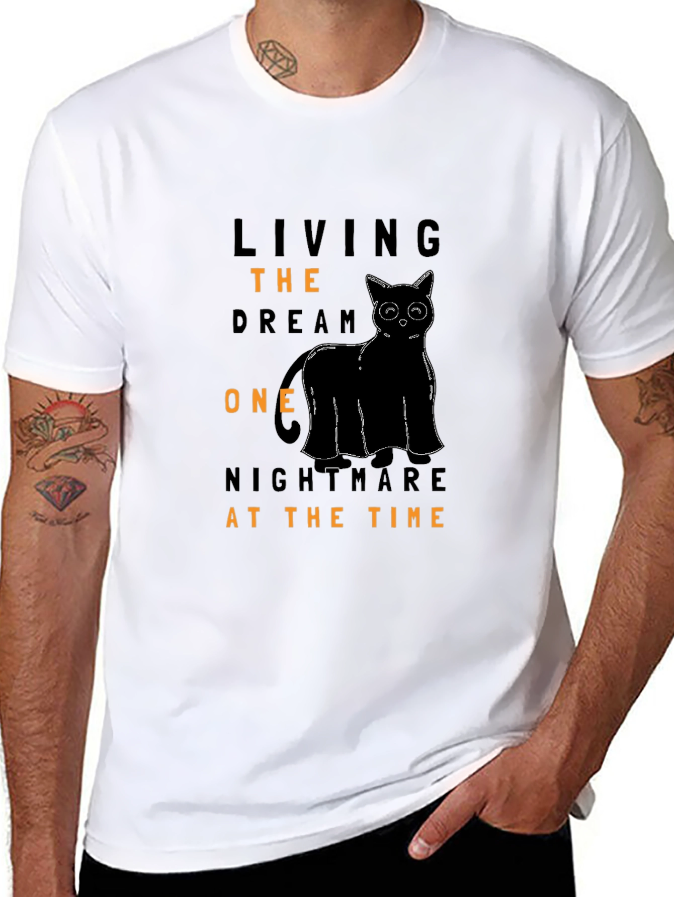 Black Living The Dream Black Cat Graphic Tee view 8