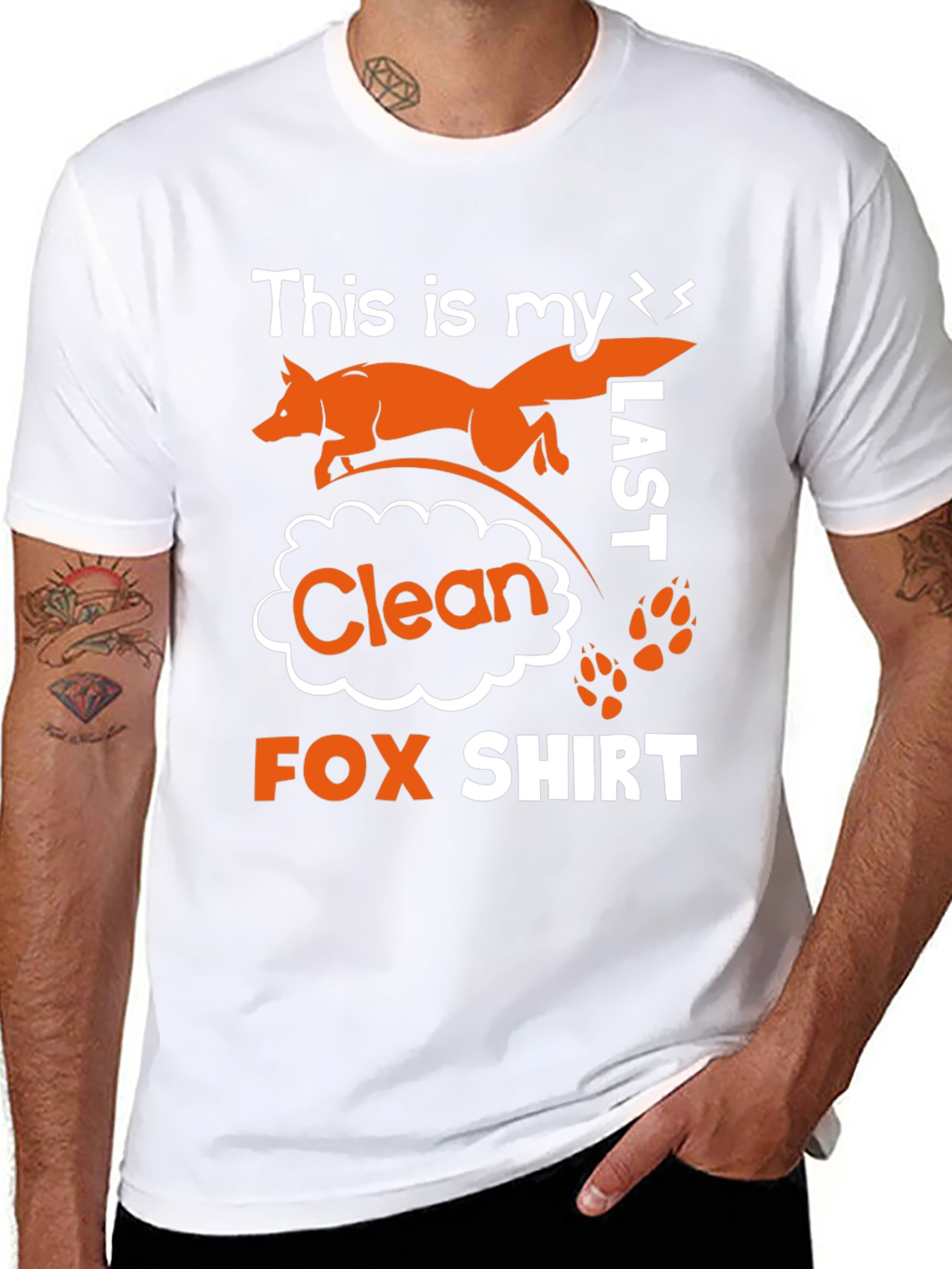 Black Funny "Last Clean Fox" Graphic T-Shirt view 8