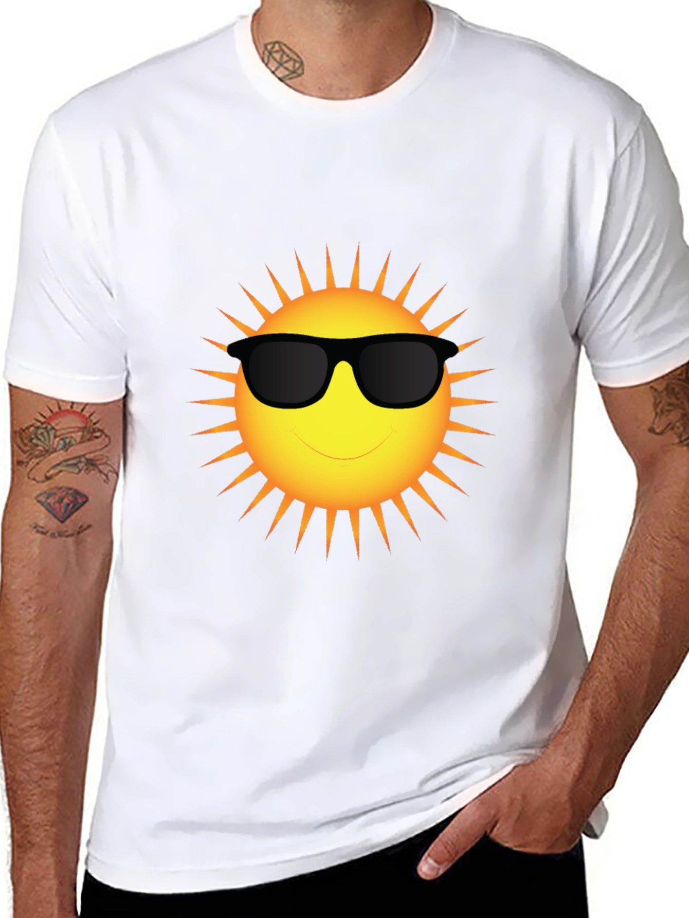Black Cool Sun Graphic T-Shirt - Black Cotton Blend Tee view 8