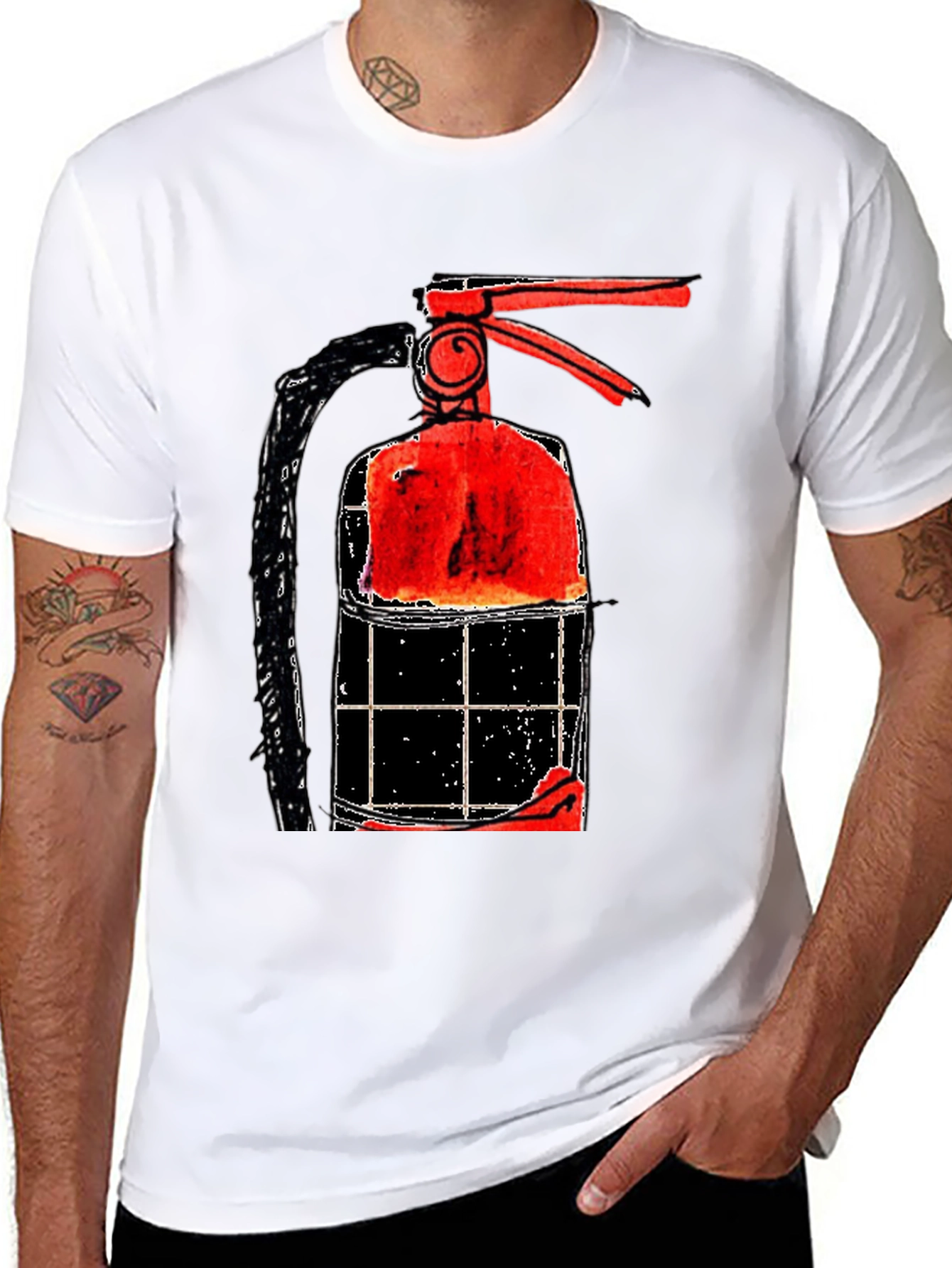Black Fire Extinguisher Graphic Tee - Novelty Print view 8