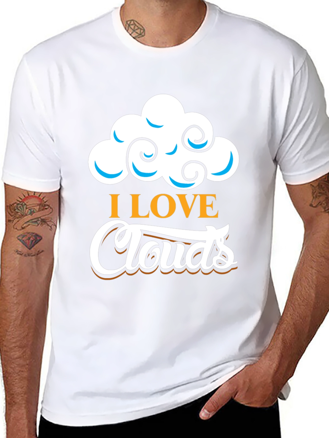 Black I Love Clouds Graphic T-Shirt - Black Cotton Blend view 8