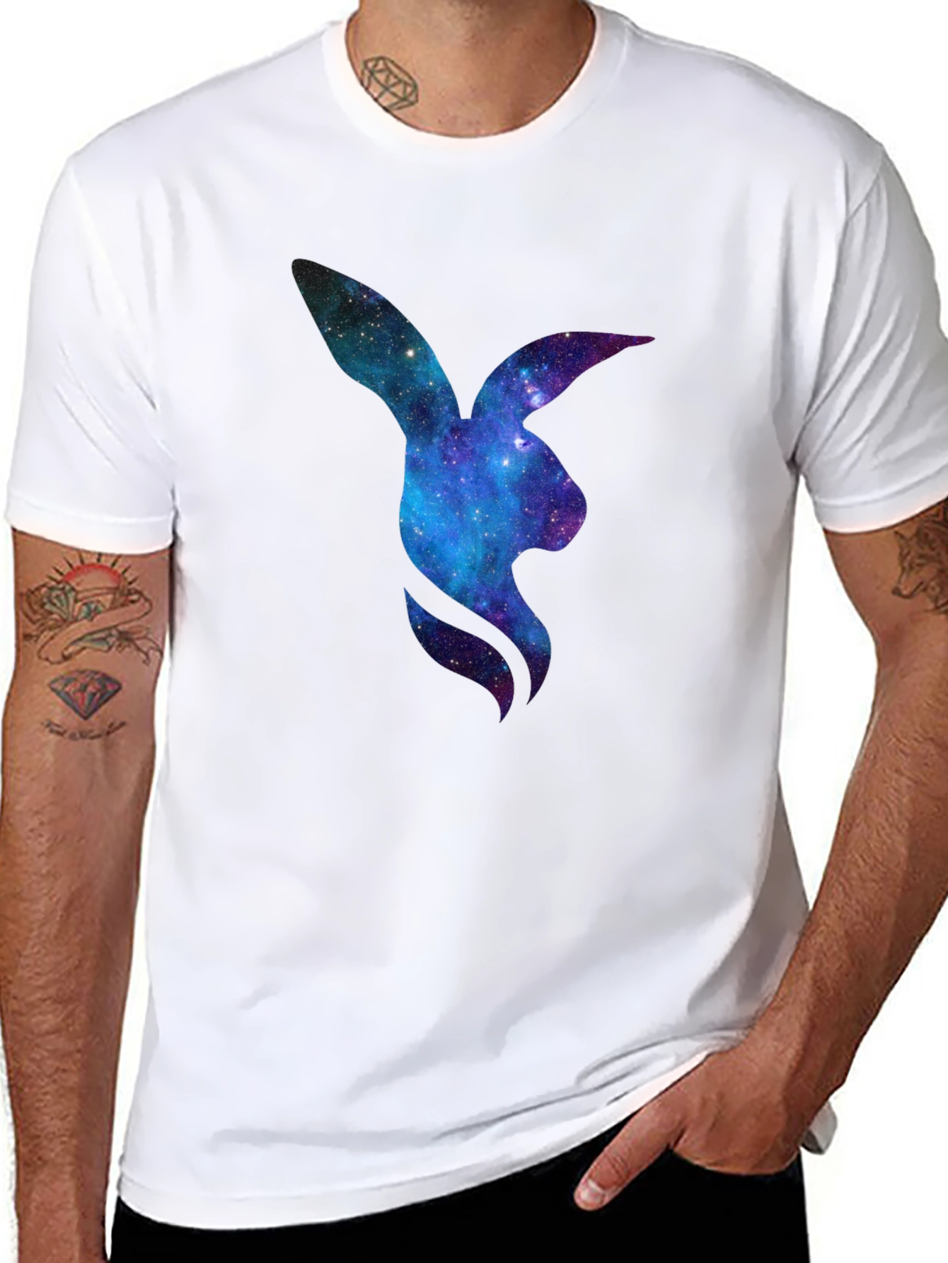 Black Galaxy Bunny Graphic T-Shirt view 8