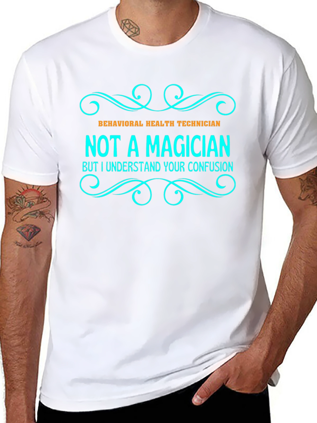 Black Behavioral Health Technician T-Shirt - Not a Magician view 8