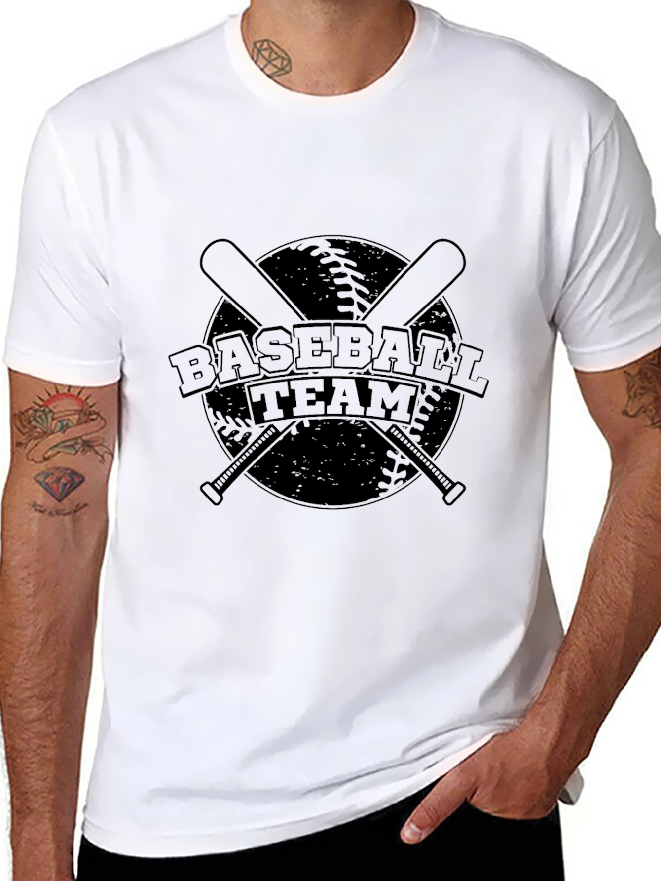 Black Baseball Team Graphic T-Shirt - Black Cotton Tee view 8