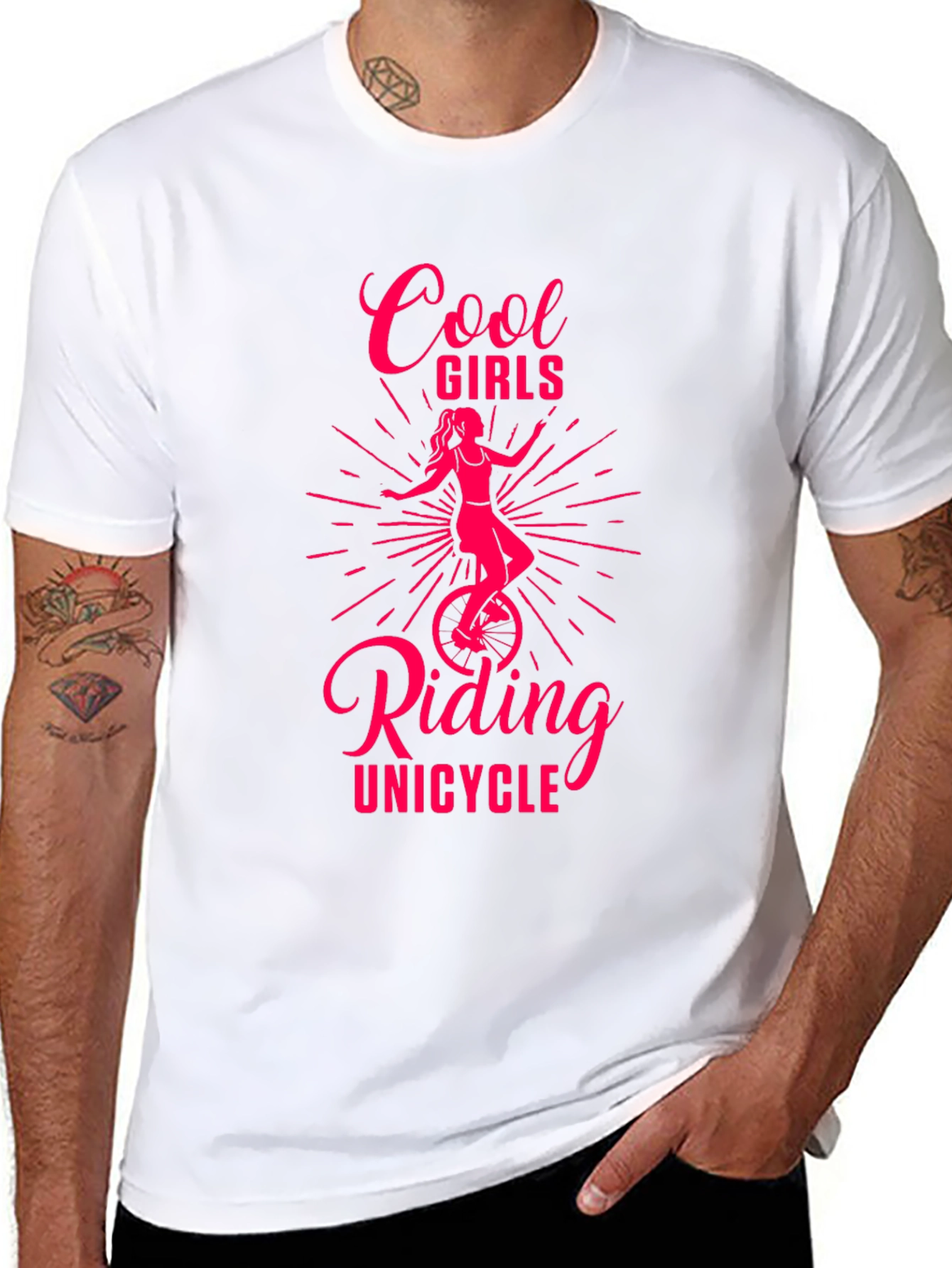 Black Cool Girls Unicycle Graphic Tee - Black Unisex view 8