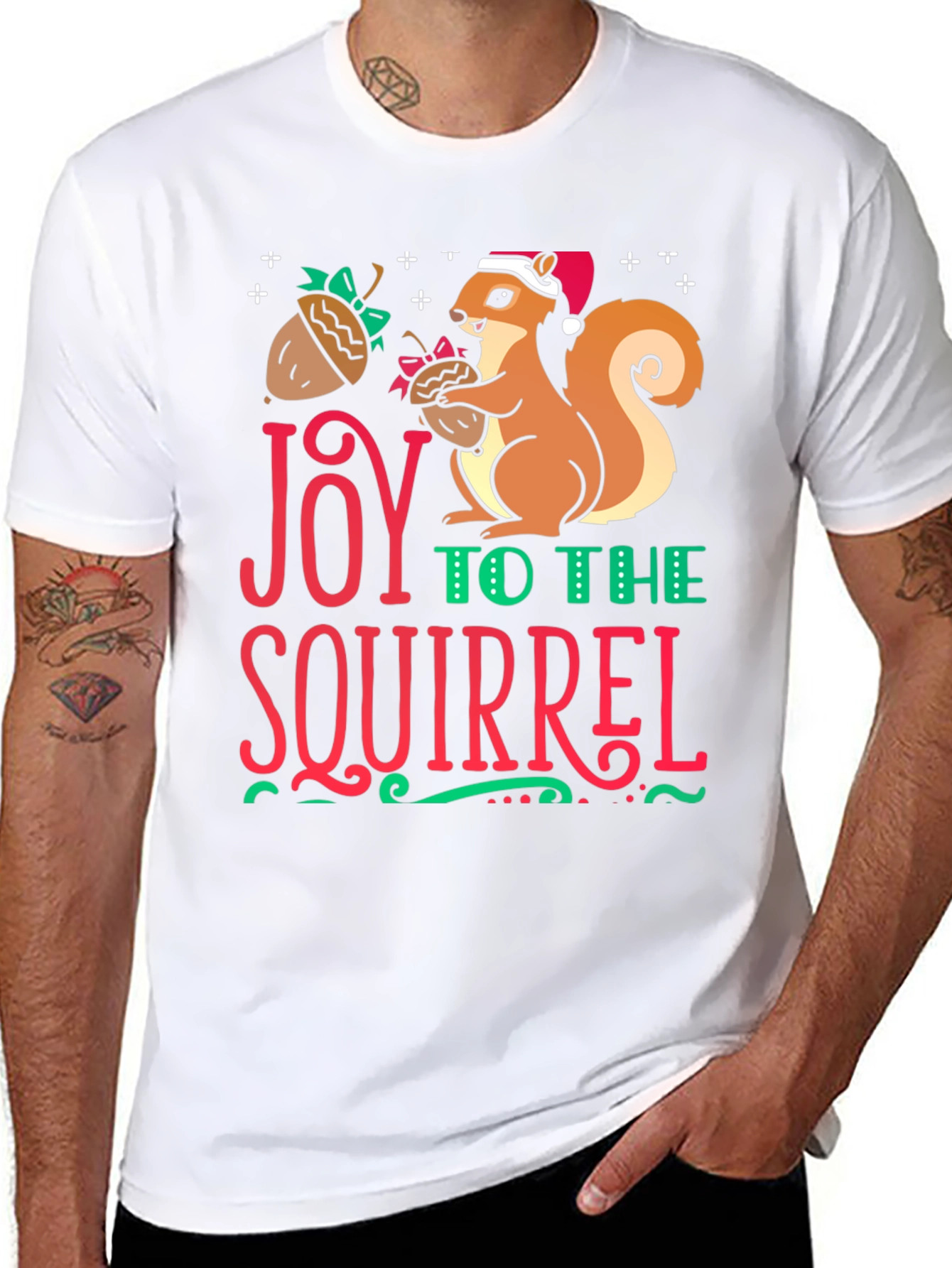 Black Joy to the Squirrel Holiday T-Shirt view 8