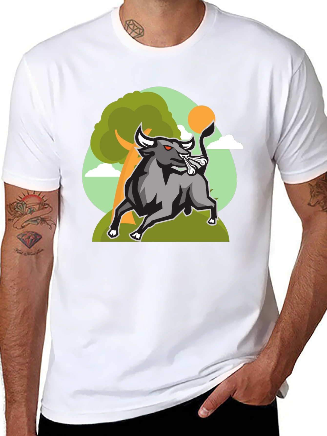 Black Bull Graphic Tee - Black Cotton Shirt view 8
