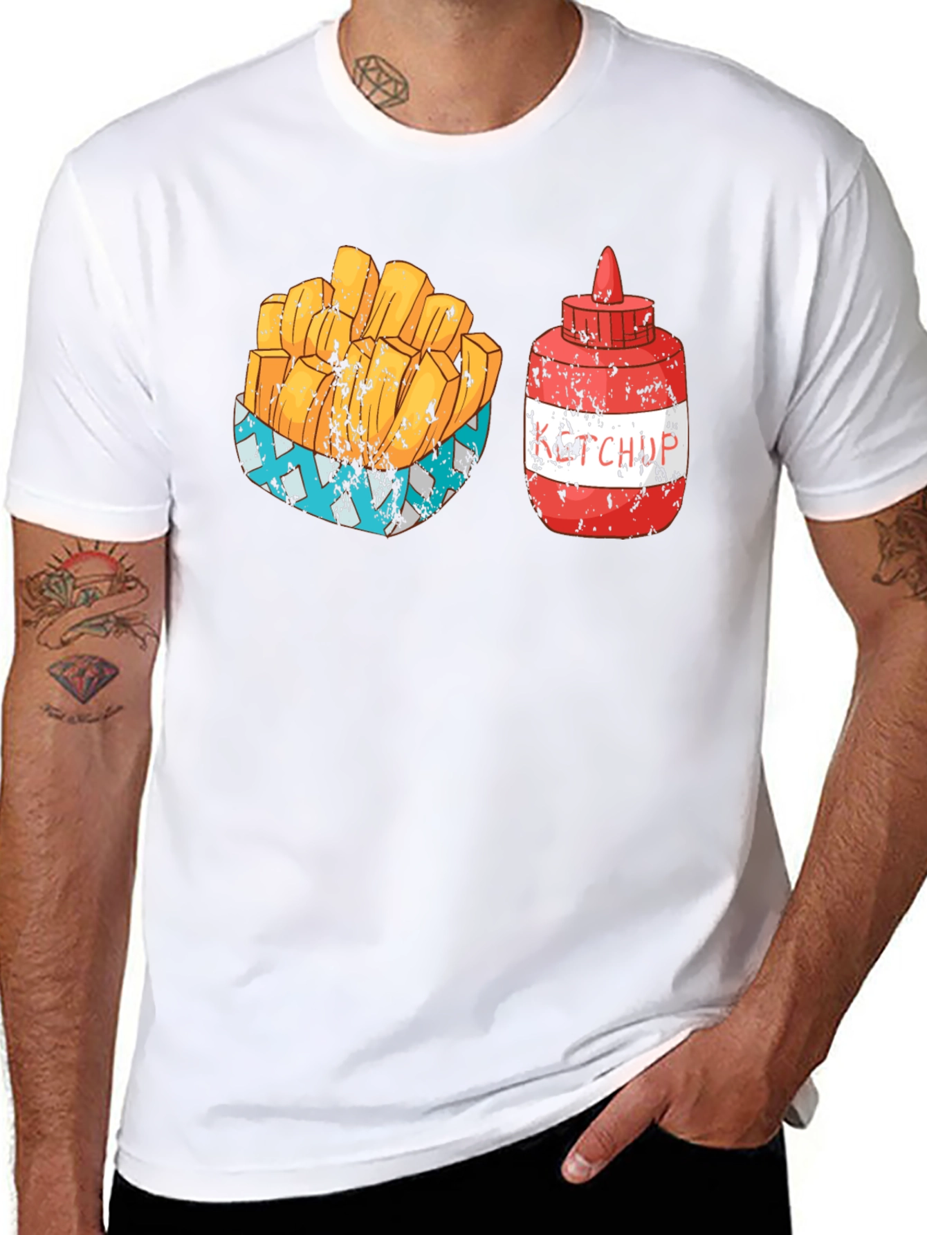 Black Fries & Ketchup Graphic Tee - Food Lover's Delight view 8