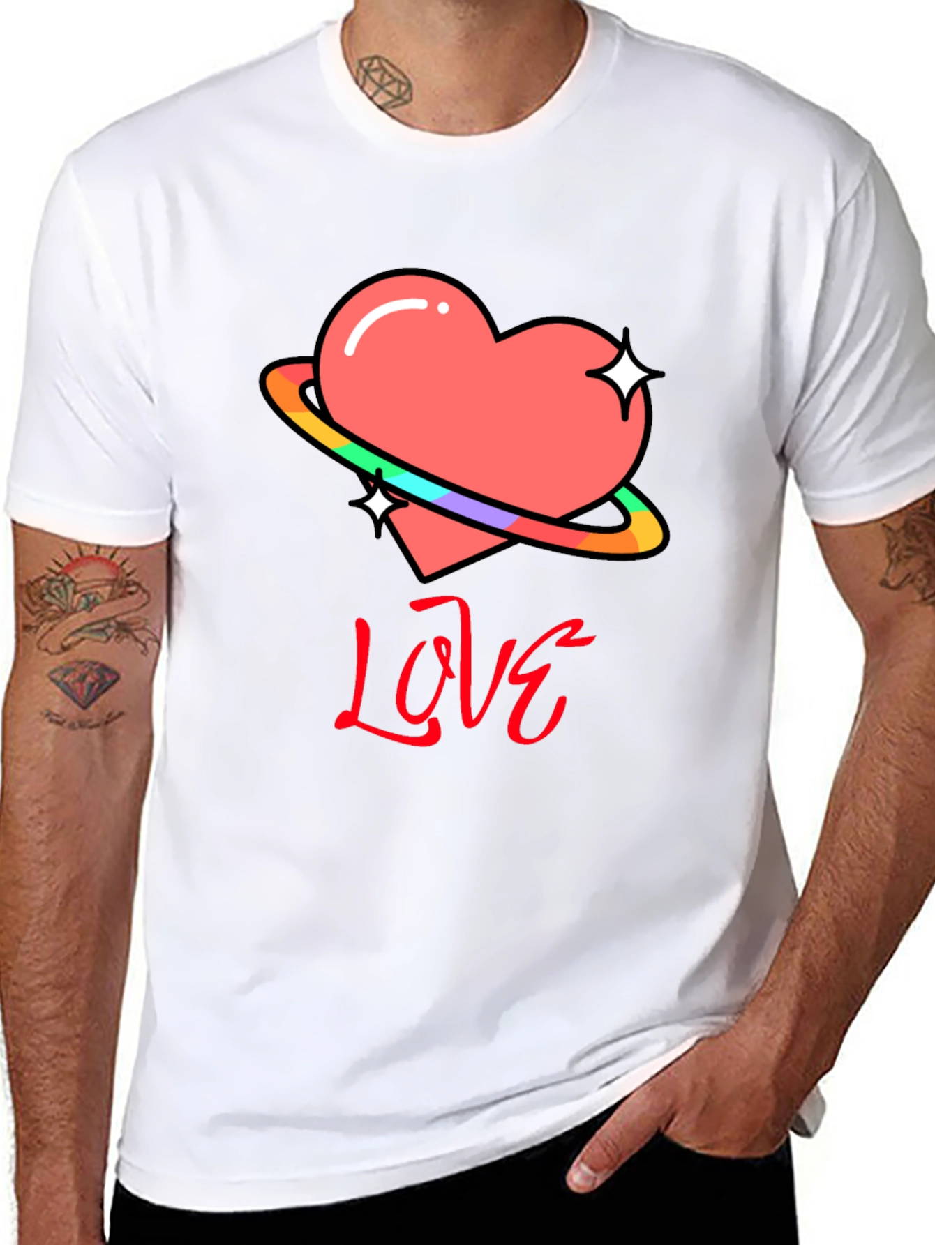 Black Love Heart Graphic T-Shirt - Black view 8
