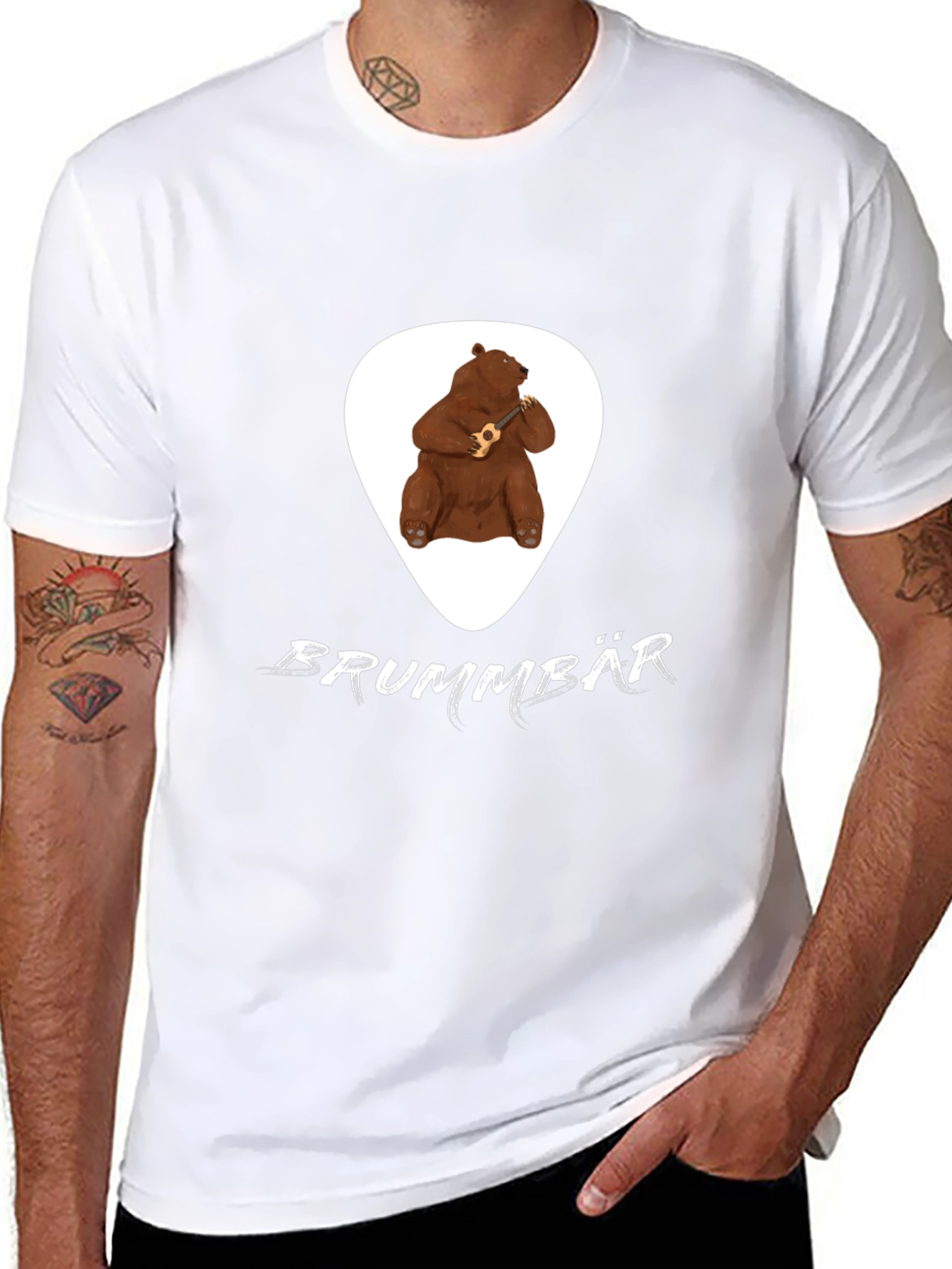 Black Brummbär Bear Ukulele T-Shirt - Black Cotton Tee view 8