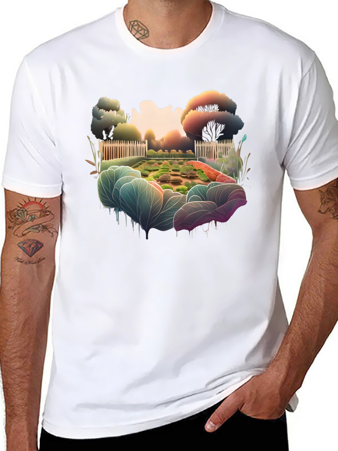 Garden Scene Graphic Tee - Black - 8