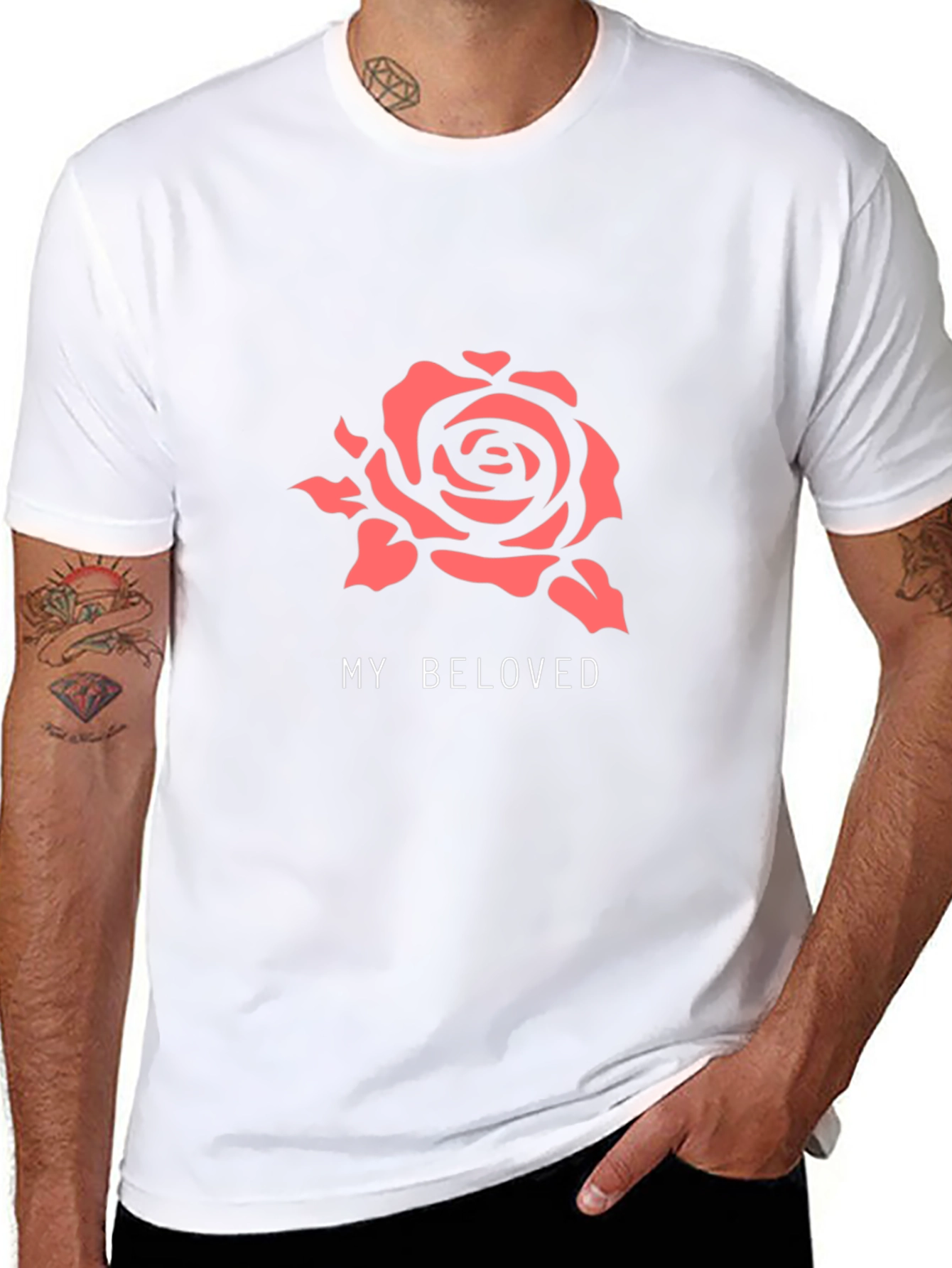 Black My Beloved Rose Graphic Tee - Soft Black Cotton T-Shirt view 8