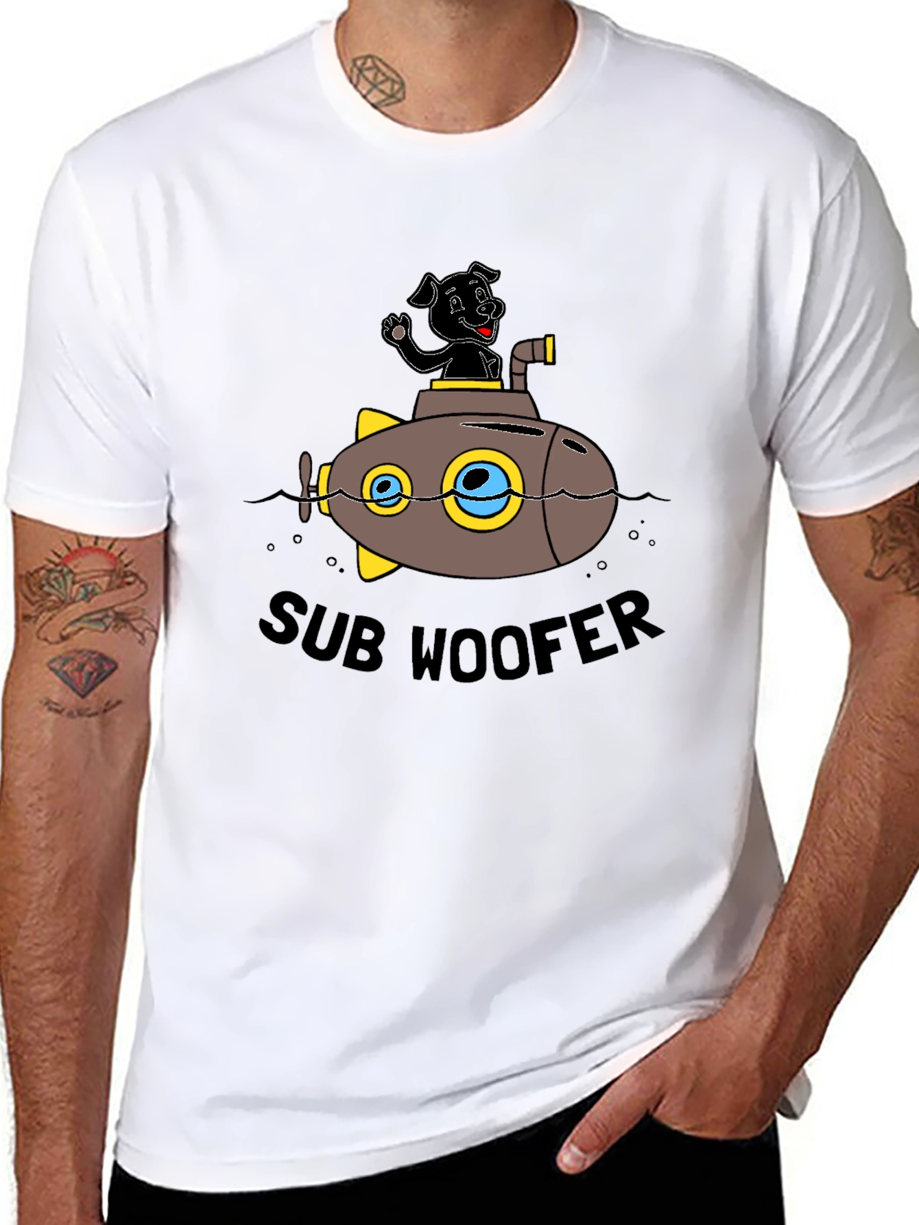 Black Sub Woofer Graphic Black T-Shirt view 8