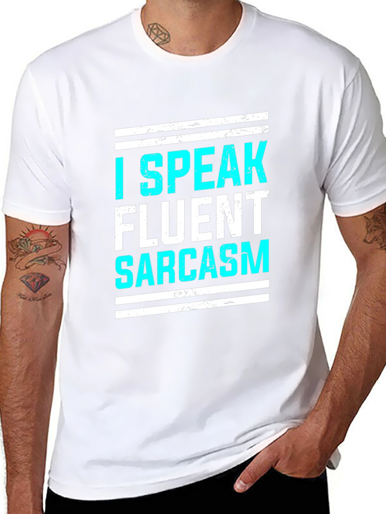 Black I Speak Fluent Sarcasm Graphic T-Shirt view 8