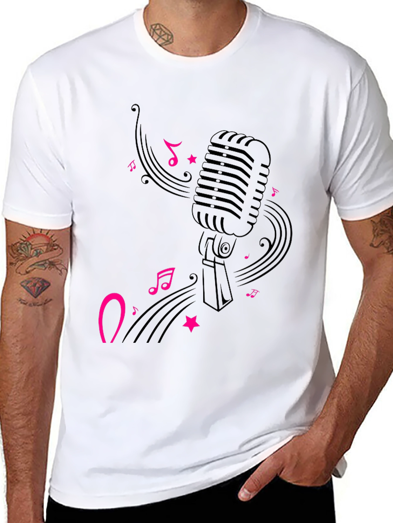 Black Retro Microphone Graphic Tee - Black view 8