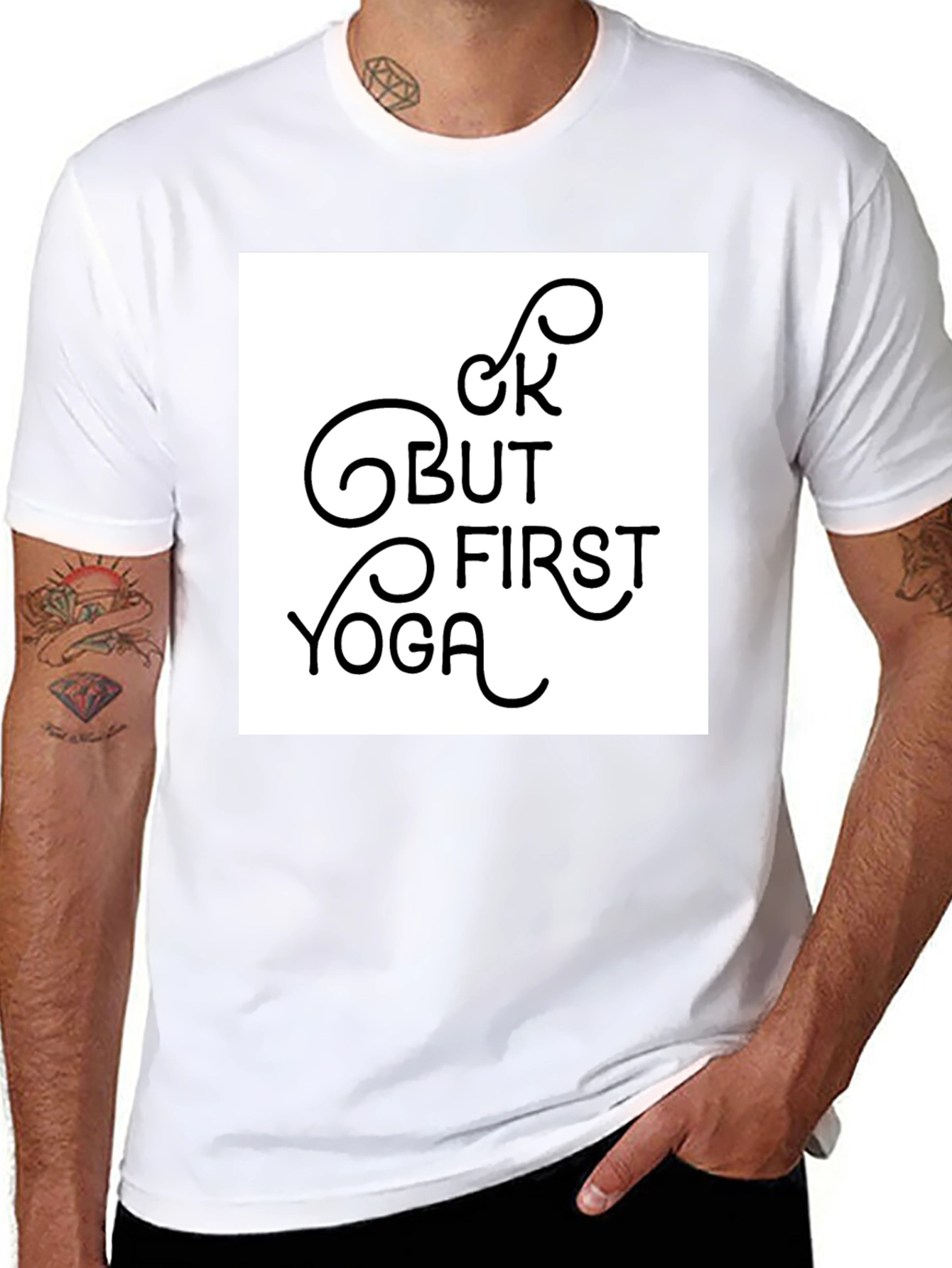 Black But First Yoga Graphic Tee - Black Casual Shirt view 8