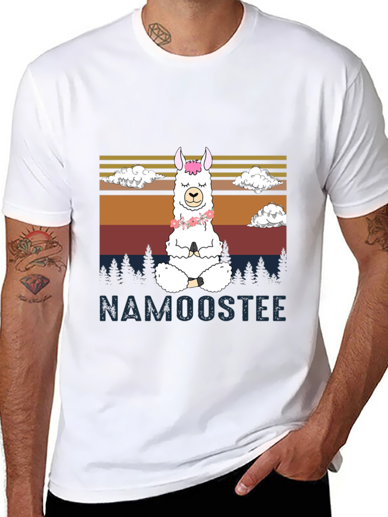 Black Namooostee Yoga Llama Tee view 8