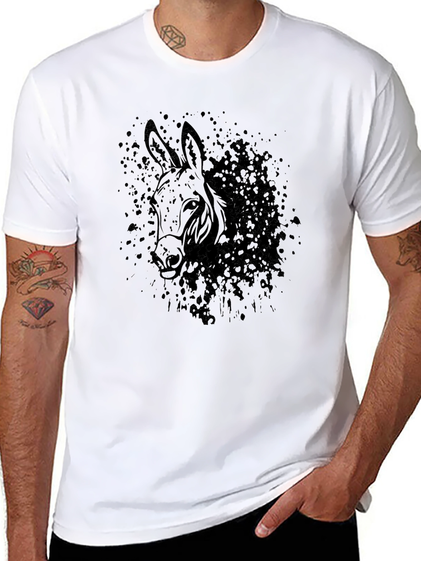 Black Black Donkey Graphic Tee - Men's Casual T-Shirt view 8