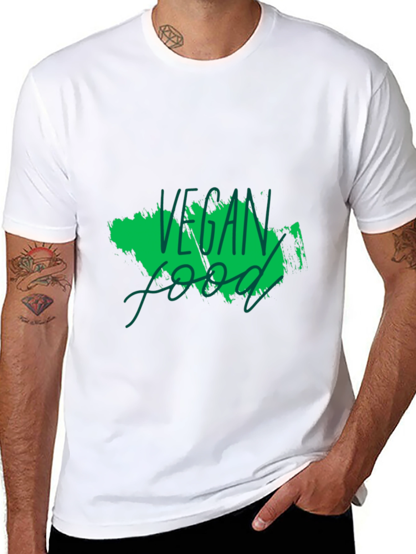 Black Vegan Food Graphic Black T-Shirt view 8