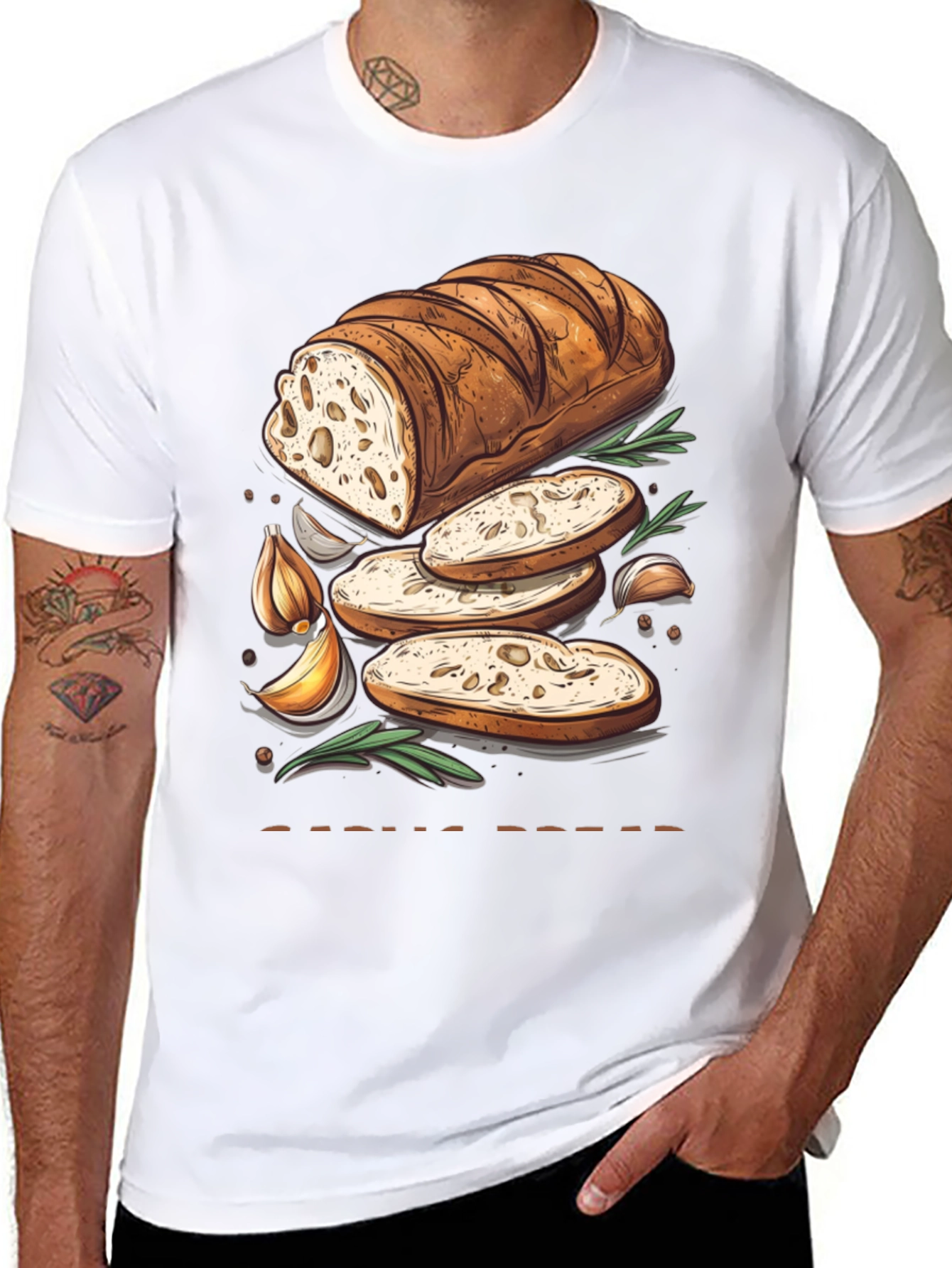 Black Garlic Bread Lover's T-Shirt view 8