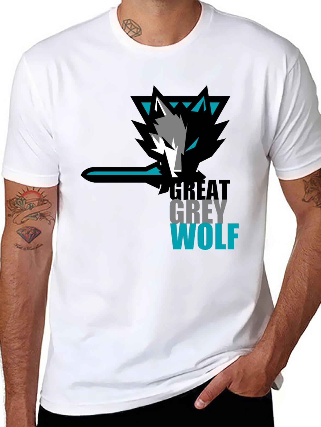 Black Great Grey Wolf Graphic T-Shirt view 8