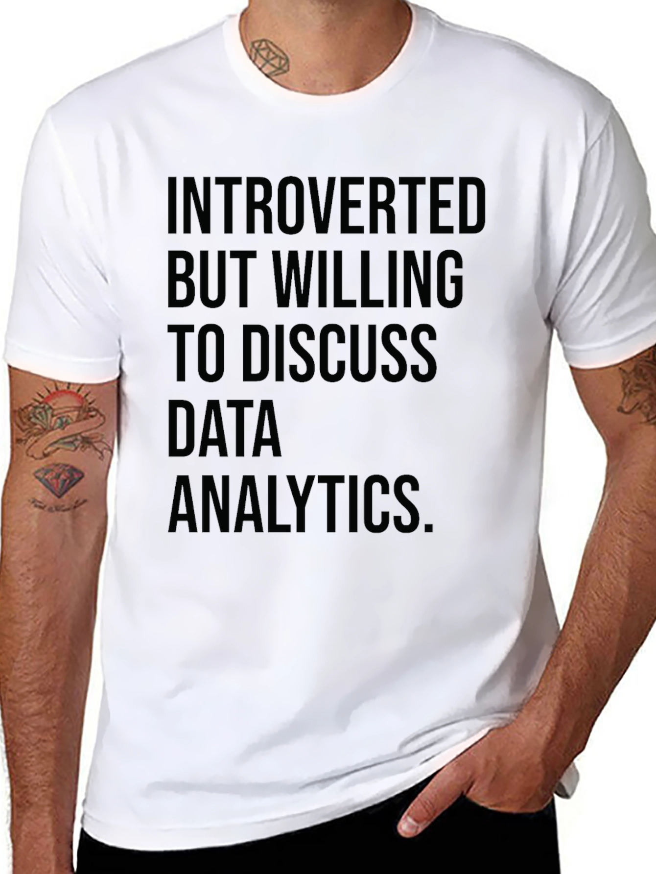 Black Introverted Data Analytics T-Shirt - Black view 8
