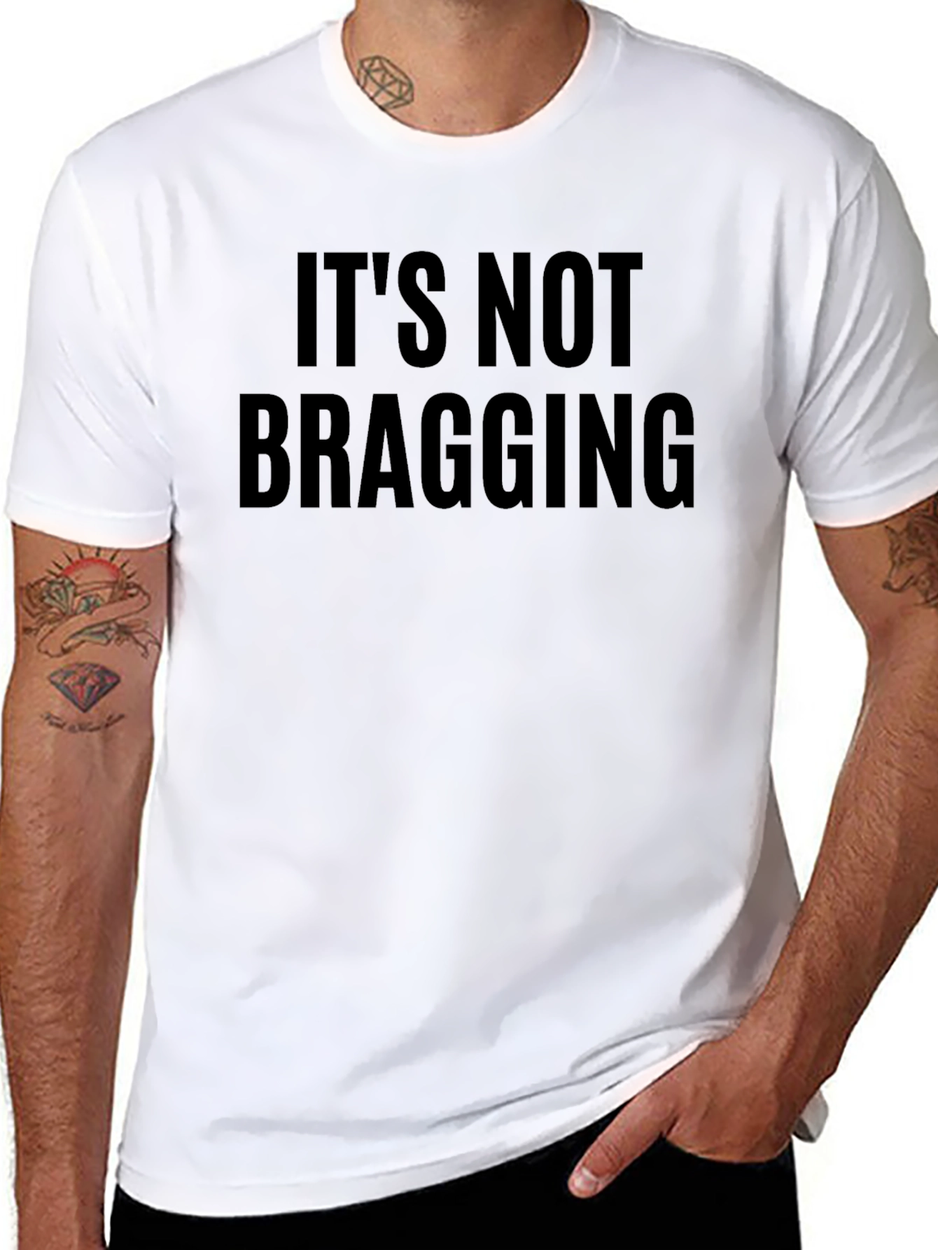 Black It's Not Bragging Black Graphic Tee view 8