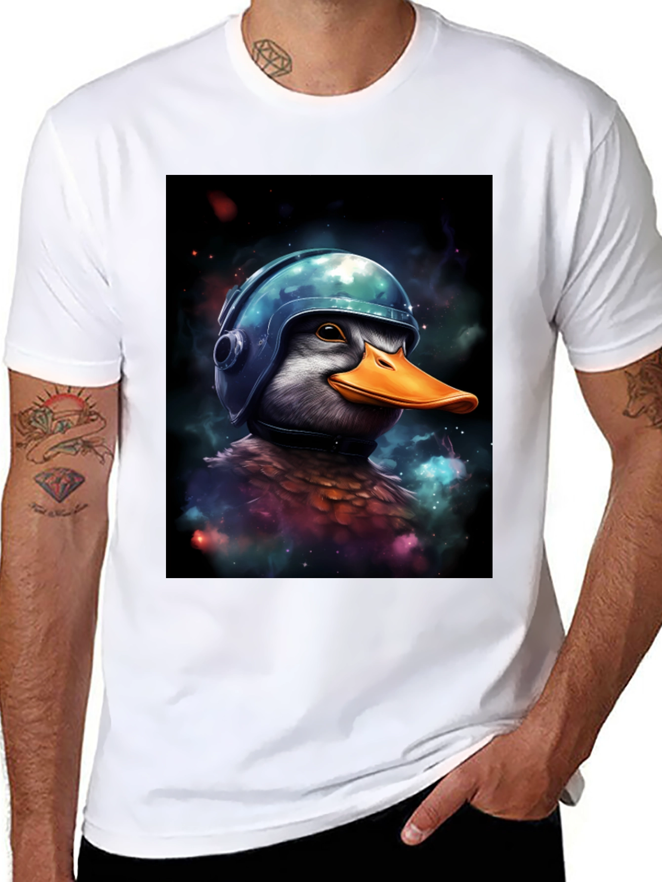 Black Duck in Helmet Graphic Tee view 8