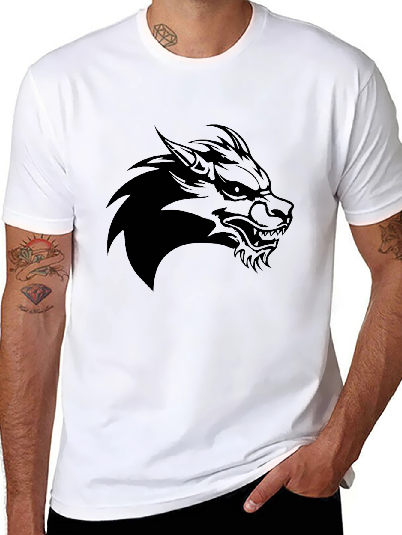 Black Black Wolf Graphic Tee - Men's Style view 8