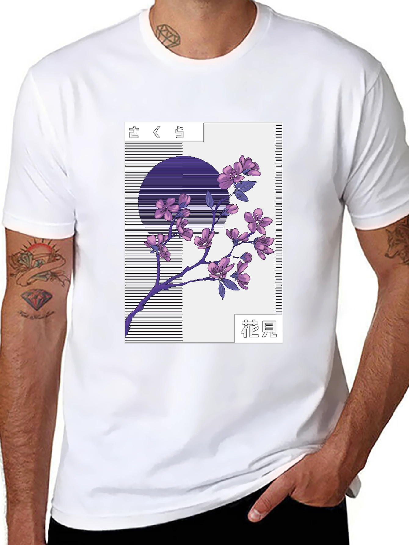 Black Sakura Blossom Graphic Tee view 8