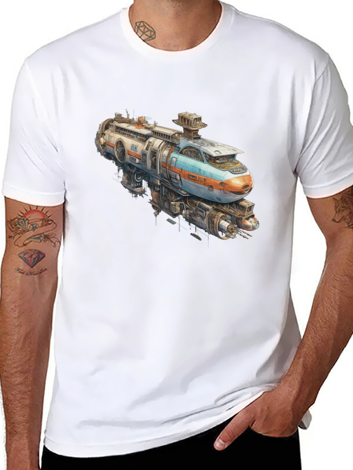 Black Futuristic Train Graphic Tee - Sci-Fi Style view 8