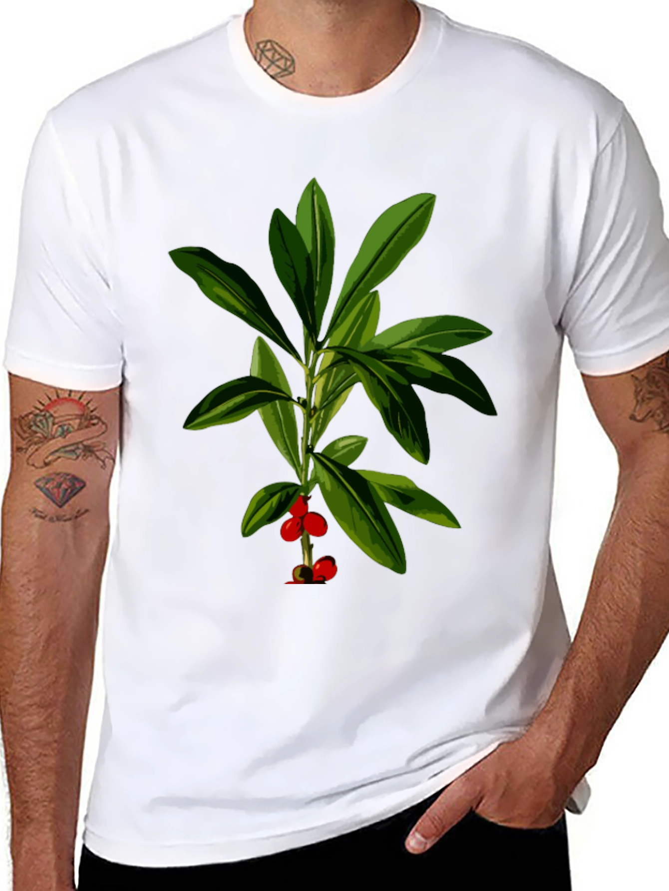 Black Botanical Print Black T-Shirt view 8